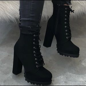 Suede Chunky Heel Booties